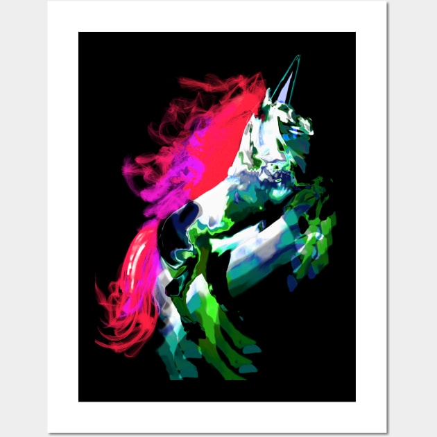 EDM Rave Psychedelic trippy new age colorful horse Wall Art by starchildsdesigns